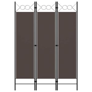 vidaXL Paravan 3-delni rjav 120x180 cm