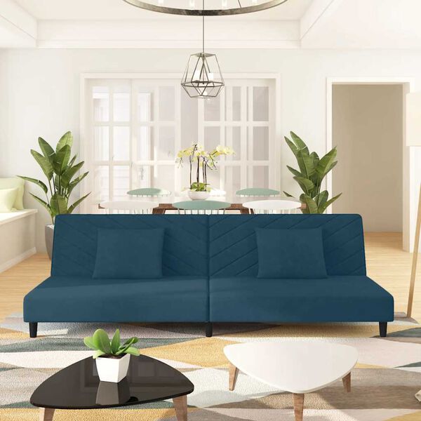 vidaXL Kavč dvosed z leži&scaron;čem in dvema blazinama vinsko rdeč žamet