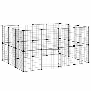 vidaXL Ograda za hi&scaron;ne ljubljenčke z 28 paneli črna 140x105x70 cm jeklo