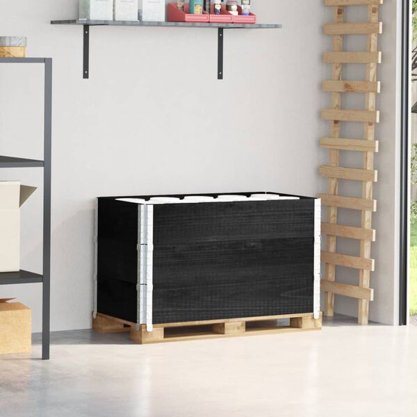 vidaXL Paletni okvirji 3 kosi črni 100x50 cm trdna borovina