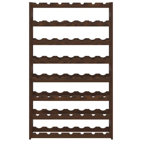 vidaXL Stojalo za vino 56 steklenic rjava trdna borovina