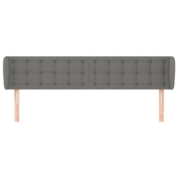 vidaXL Vzglavje z u&scaron;esi temno sivo 163x16x78/88 cm blago
