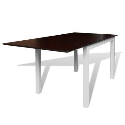 vidaXL Raztegljiva jedilna miza iz kavčukovca rjava in bela 150 cm