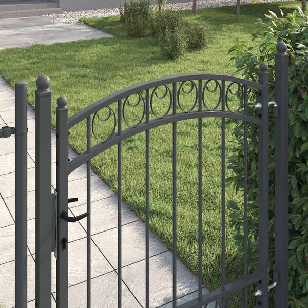 vidaXL Ograjna vrata Siva 125 x 100 cm Jeklo s pra&scaron;nim premazom