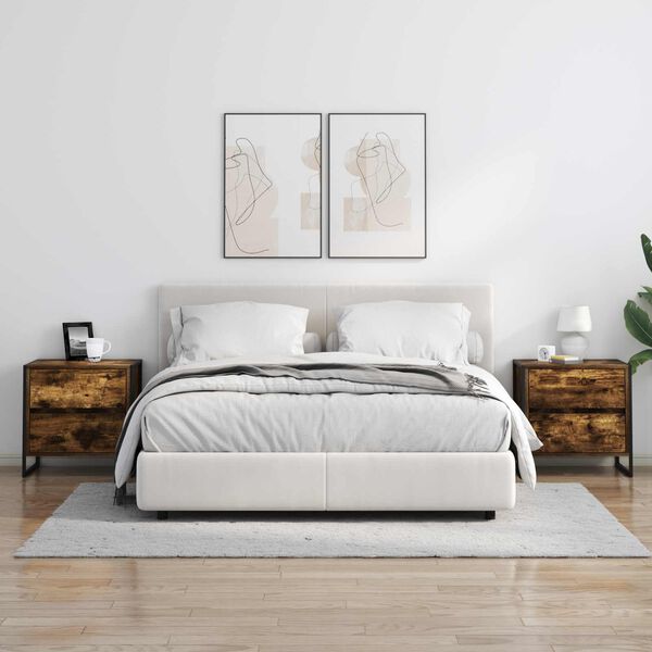 vidaXL Nočna omarica Dimni hrast 50 x 39.5 x 50 cm Konstruiran les