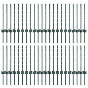 vidaXL Steber ograje. 44 pcs Zelena 100 cm Jeklo