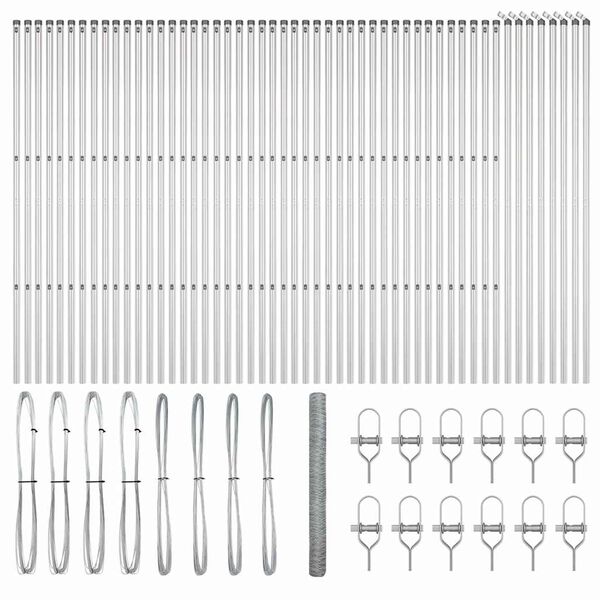 vidaXL Steber ograje. srebrna 100 x 1,6 m (50 mm mreža) Jeklo