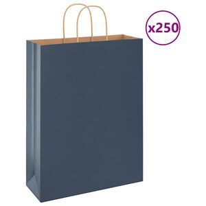 vidaXL Papirnate vrečke 250 kosov z ročaji modra 32x12x42 cm