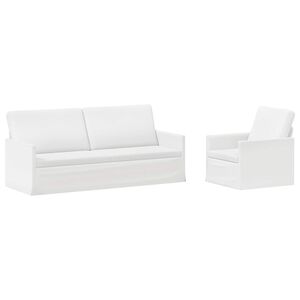 vidaXL Kavčna garnitura 2 pcs Bela Blago