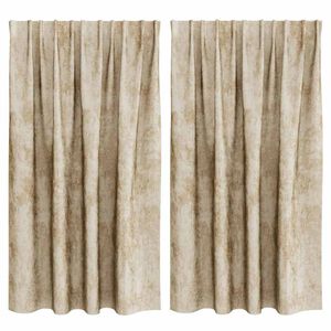 vidaXL Velvete zavese z zavesami 2 pcs krema 140 x 140 cm Žamet