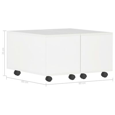 vidaXL Klubska mizica visok sijaj bela 60x60x35 cm iverna plošča