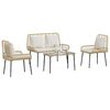 vidaXL Set vrtn furniture z blazino 4 pcs Črna in krem poli ratan