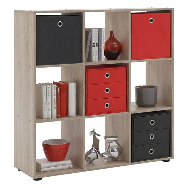 FMD Stoječi regal z 9 predelki barva hrasta