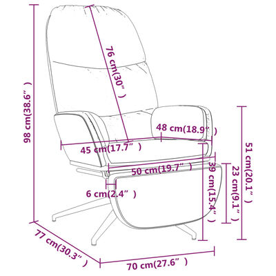vidaXL Stol za sproščanje s stolčkom rjavo umetno semiš usnje