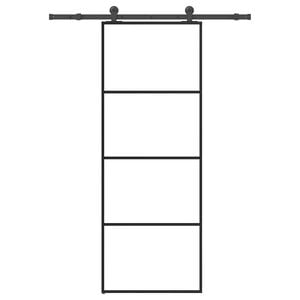 vidaXL Drsna vrata z opremo 76x205 cm ESG steklo in aluminij