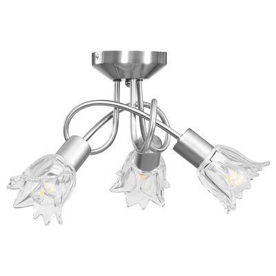 vidaXL Stropna svetilka s prozornimi senčniki za 3 E14 žarnice tulipan