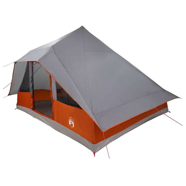 vidaXL Tipi šotor s streho Siva in oranžna 364 x 281 x 257 cm tafeta