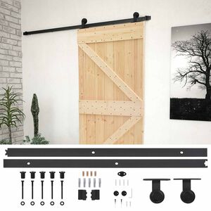 vidaXL Drsna vrata 80 x 210 cm Trdna borovina Naravna in črna