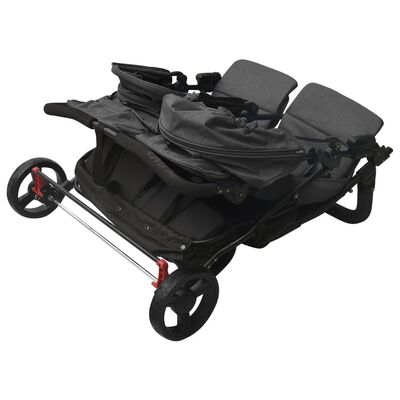 vidaXL Otroški voziček za dvojčke antraciten jeklen