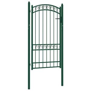 vidaXL Vrata za ograjo zaobljena jeklo 100x175 cm zelena