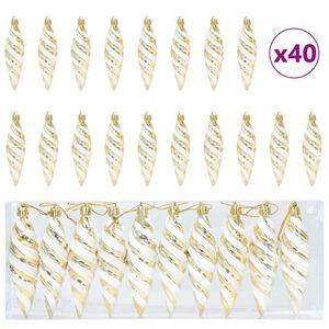 vidaXL Božična spirala oblika krogla 40 kos Zlata 3 x 11 cm Plastika