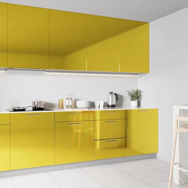 vidaXL Samolepilna folija za pohi&scaron;tvo visok sijaj zlata 500x90 cm