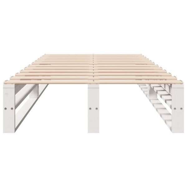 vidaXL Posteljni okvir brez vzmetnice bel 90x190 cm trdna borovina