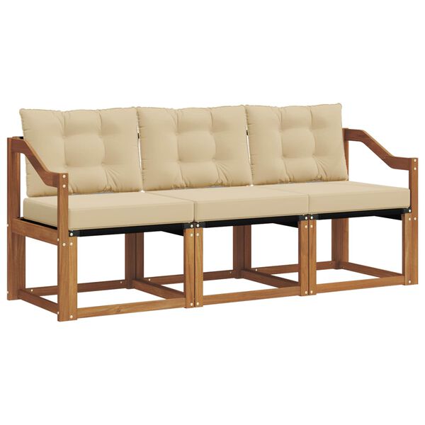 vidaXL Zunanja garnitura za sedenje z blazino 3 pcs Naravna in bež