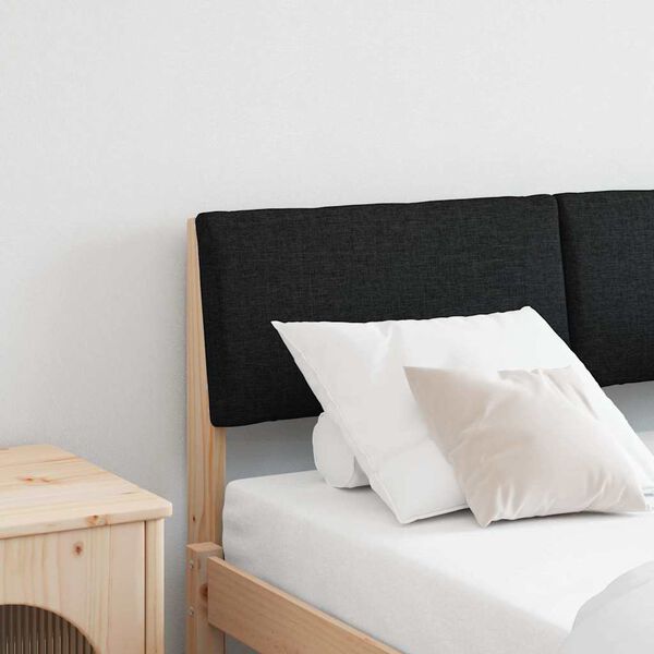 vidaXL Tapecirano vzglavje Črna 120 cm Masivno borovo les