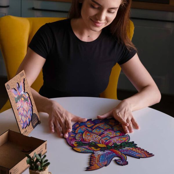 UNIDRAGON Lesena sestavljanka 297-delna Fairy Bird 30x39 cm