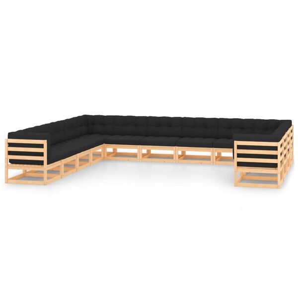 vidaXL Vrtna sedežna garnitura 13-delna z antracit blazinami borovina