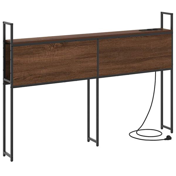 vidaXL Headboard za shranjevanje z postajo za polnjenje Rjavi hrast