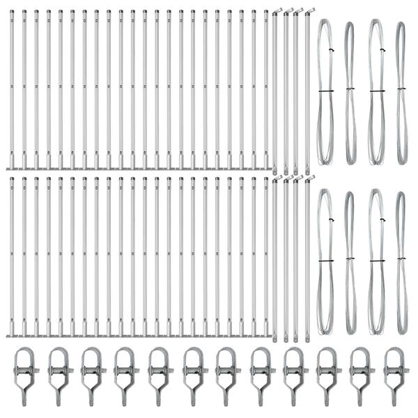vidaXL Steber ograje. Drugo 52 pcs Siva 3,2 x 3,2 x 90 cm Jeklo