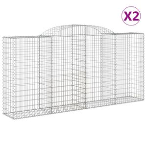 vidaXL Obokane gabion ko&scaron;are 2 kosa 300x50x140/160 cm pocinkano železo