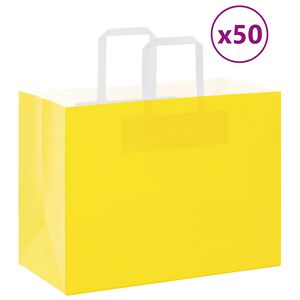 vidaXL Papirnate vrečke 50 kosov z ročaji rumena 32x17x25 cm