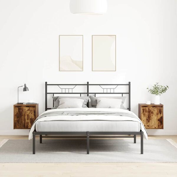 vidaXL Stenska nočna omarica 2 kosa dimljeni hrast 38x34x40 cm