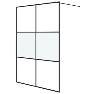 vidaXL Pregrada za tu&scaron; črna 140x195 cm delno motno ESG steklo