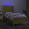 vidaXL Box spring postelja z vzmetnico LED zelena 90x200 cm blago