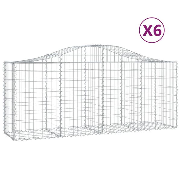vidaXL Obokane gabion košare 6 kosov 200x50x80/100 cm pocinkano železo