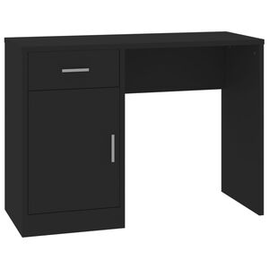 vidaXL Pisalna miza s predalom in omarico črna 100x40x73 cm inžen. les