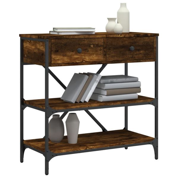 vidaXL Konzolna mizica dimljen hrast 75x34,5x75 cm inženirski les