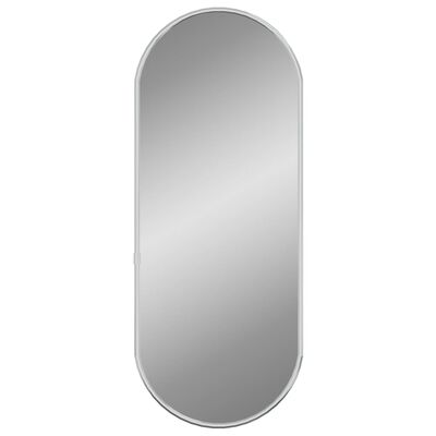 vidaXL Stensko ogledalo srebrno 50x20 cm ovalno