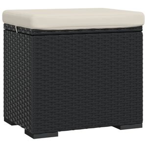 vidaXL Tabure z blazino črn 40x30x40 cm poli ratan