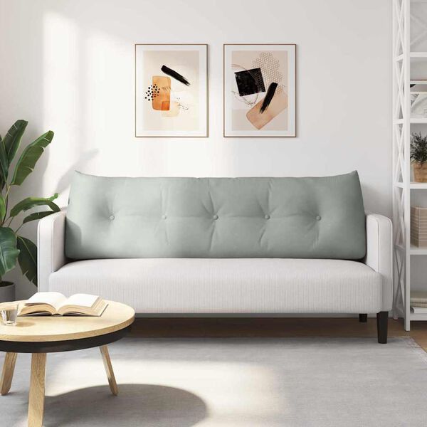 vidaXL Poglavni vzglavnik Svetlo siva 160 x 24 x 50 cm Žamet