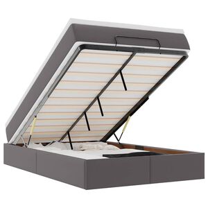 vidaXL Otomanski posteljni okvir z vzmetnico siv 120x200 cm um. usnje