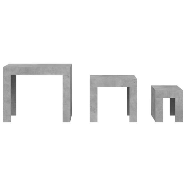 vidaXL Komplet klubskih mizic 3 kosi betonsko siva iverna plo&scaron;ča