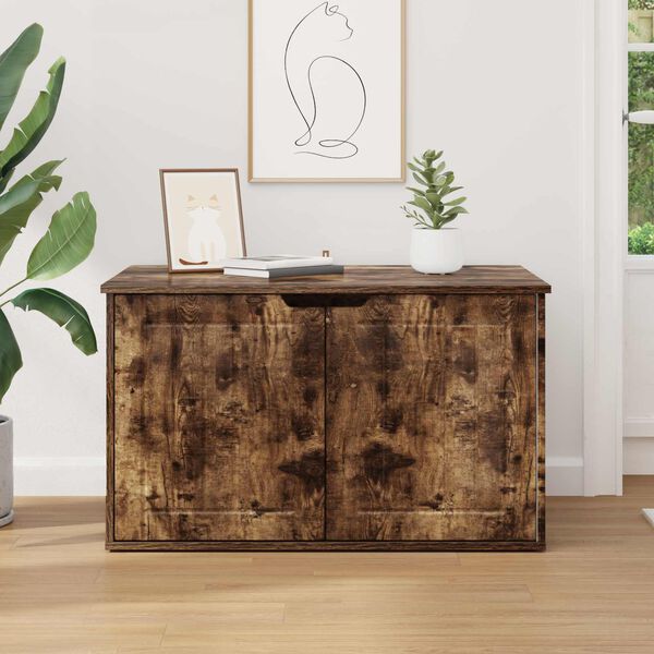 vidaXL Mačja hi&scaron;a Dimljeni oreh 85 x 55 x 50,5 cm Konstruiran les