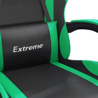 vidaXL Vrtljiv gaming stol črno in zeleno umetno usnje
