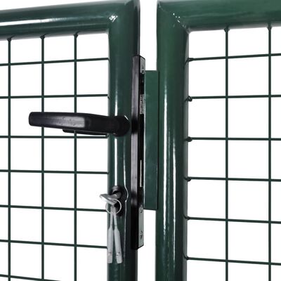 vidaXL Ograjna vrata jeklo 306x150 cm zelena