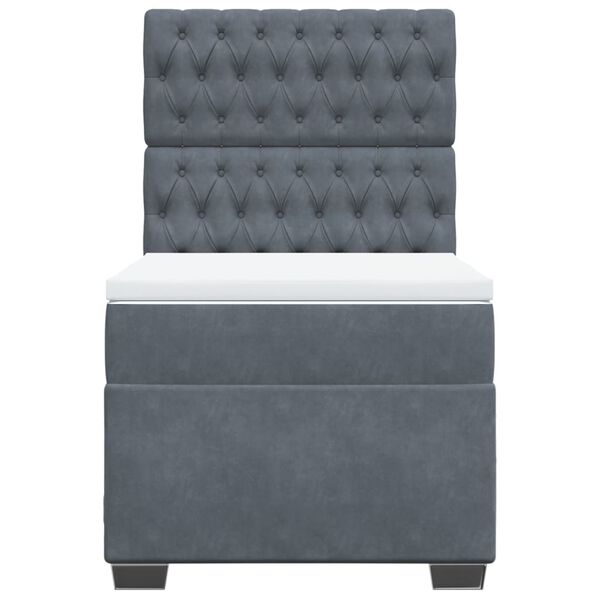 vidaXL Box spring postelja z vzmetnico temno siva 100x200 cm žamet